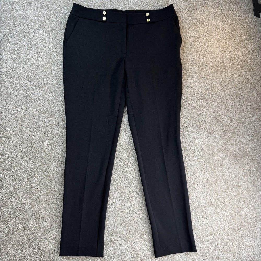 Anne Klein Dress Pants Womens 4 Black Slim Straight Stretch Workwear Office